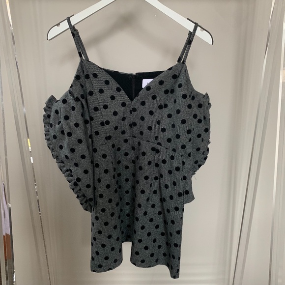 DELPHINE Off the Shoulder Polka dot Dress - Picture 1 of 7